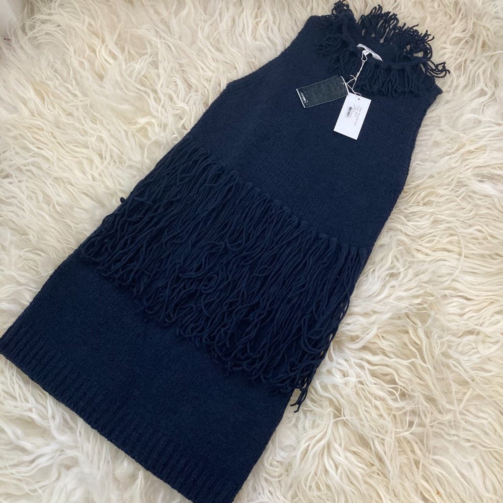 3.1 PHILLIP LIM Mock Neck Fringe Sweater Mini Dress - Picture 1 of 9